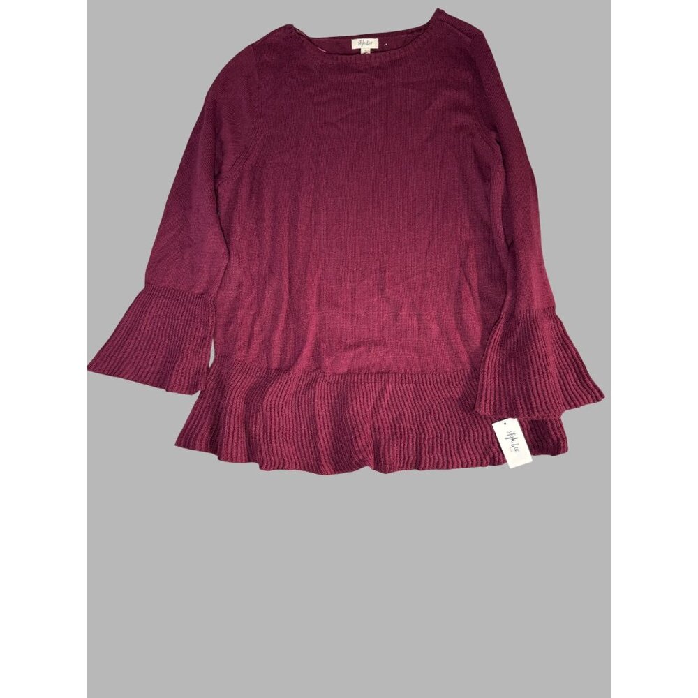 Style & Co Womens Plus Size 2X Ribbed Hem Knit Burgundy Sweater